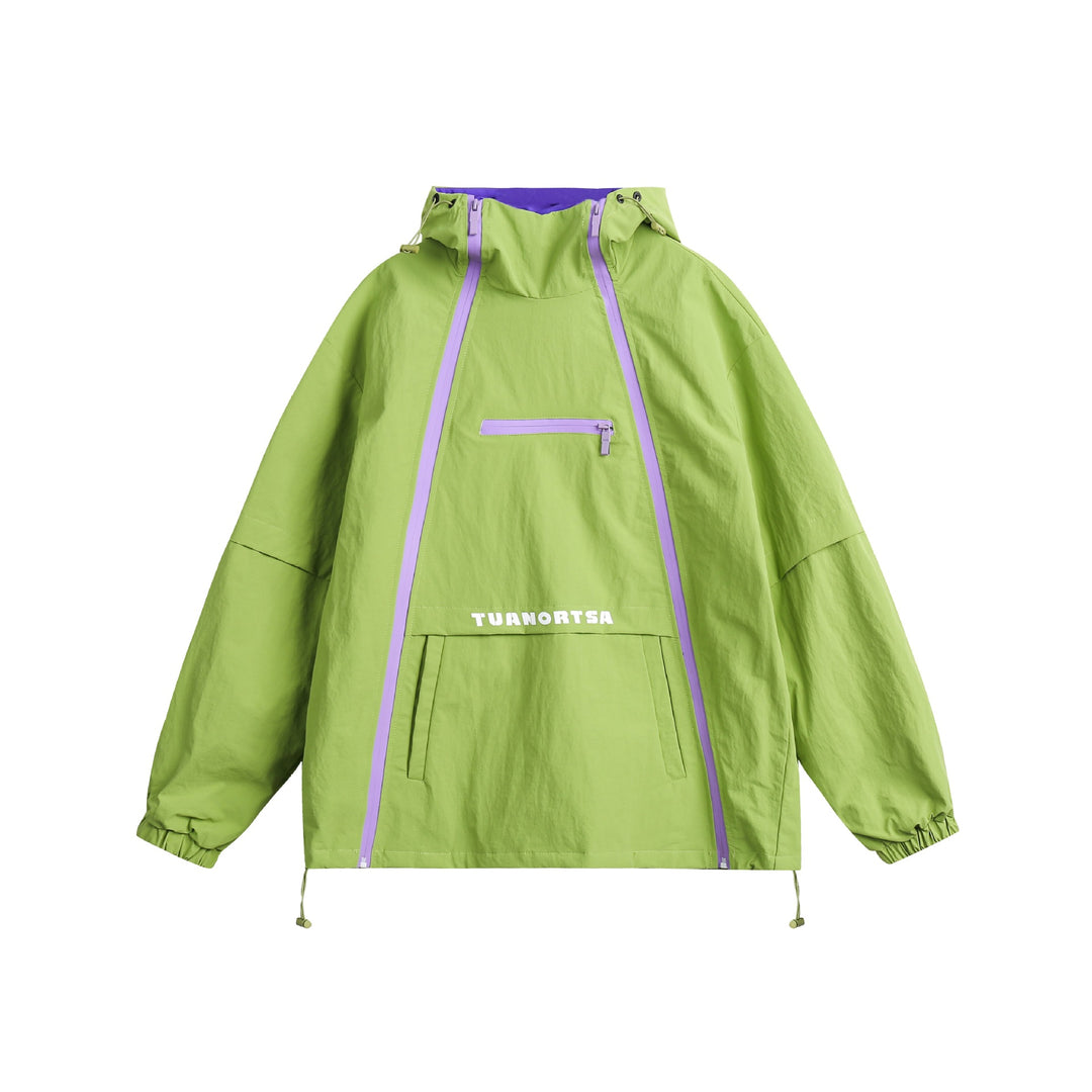 Unisex Technischer Oversize Anorak mit Kapuze, Zipperdetails und Kängurutasche Echoarchiv