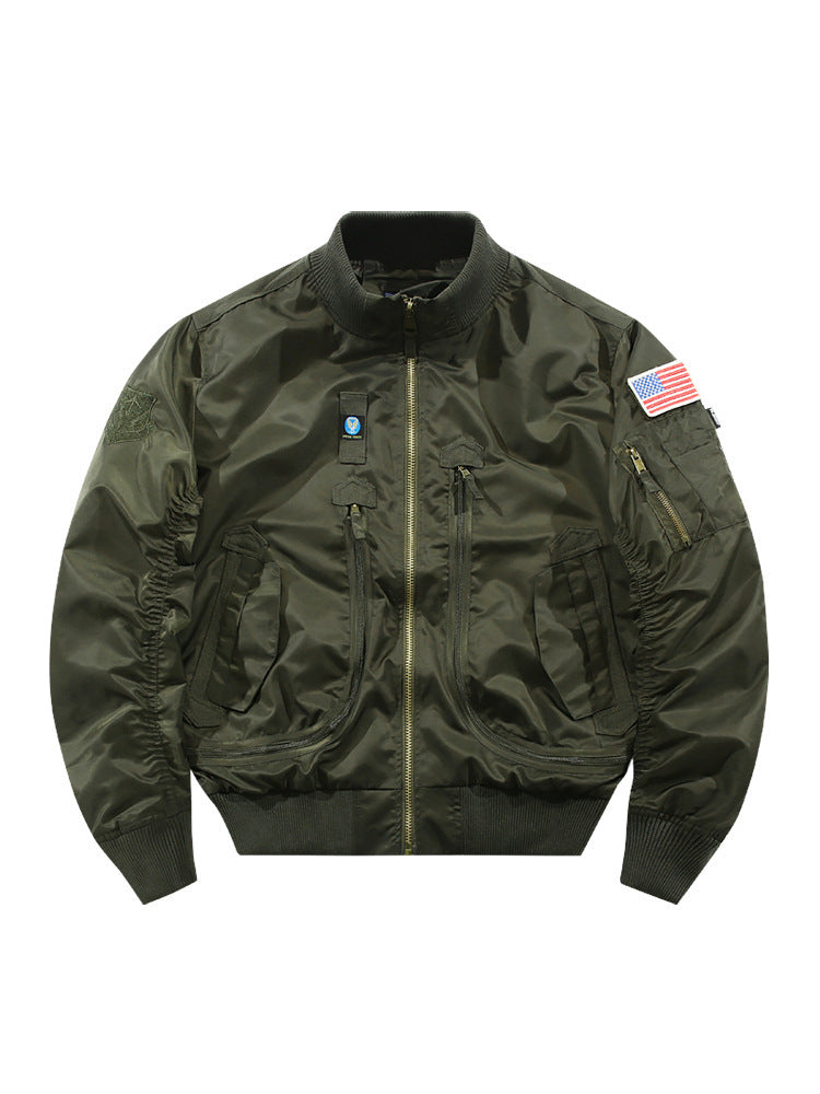 Herren Piloten-Bomberjacke mit Patchdetails und multifunktionalen Taschen Echo Archiv