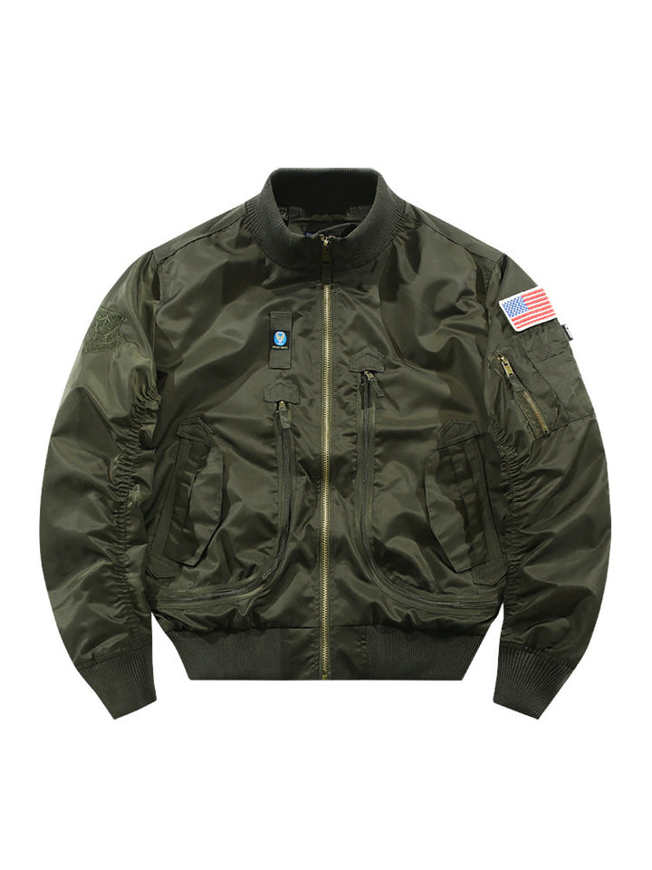 Herren Piloten-Bomberjacke mit Patchdetails und multifunktionalen Taschen Echo Archiv