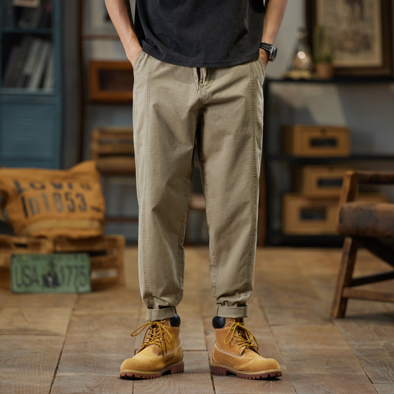 Herren Baumwoll-Twill Joggerhose im Tapered-Schnitt mit Tunnelzug und gekrempeltem Saum Echo Archiv