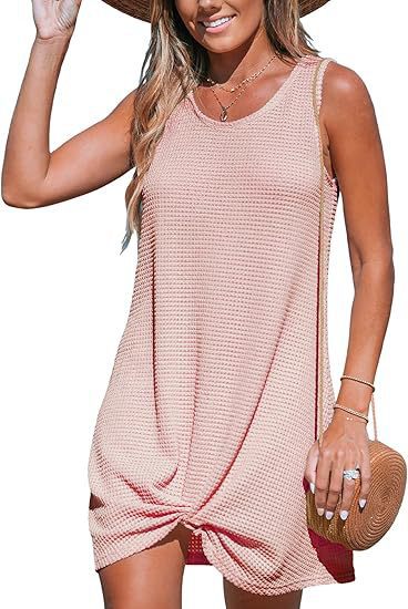 Damen lässiges Sommerkleid aus strukturierter Baumwolle mit verspieltem Knoten Echo Archiv
