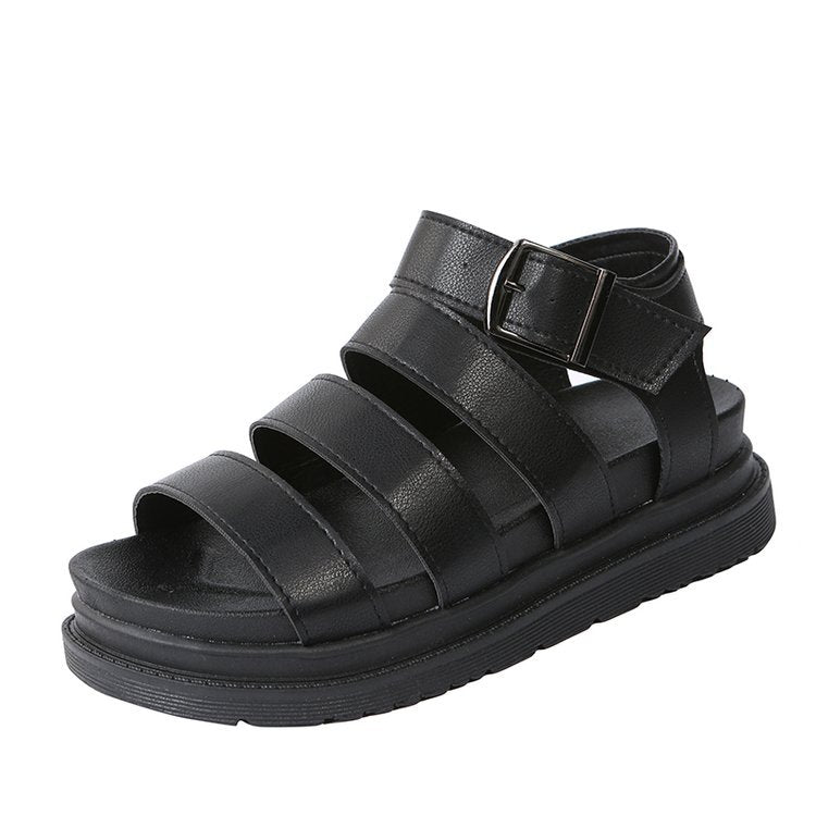 Damen Plateausandalen mit vier Riemen und verstellbarer Metallschnalle Echo Archiv
