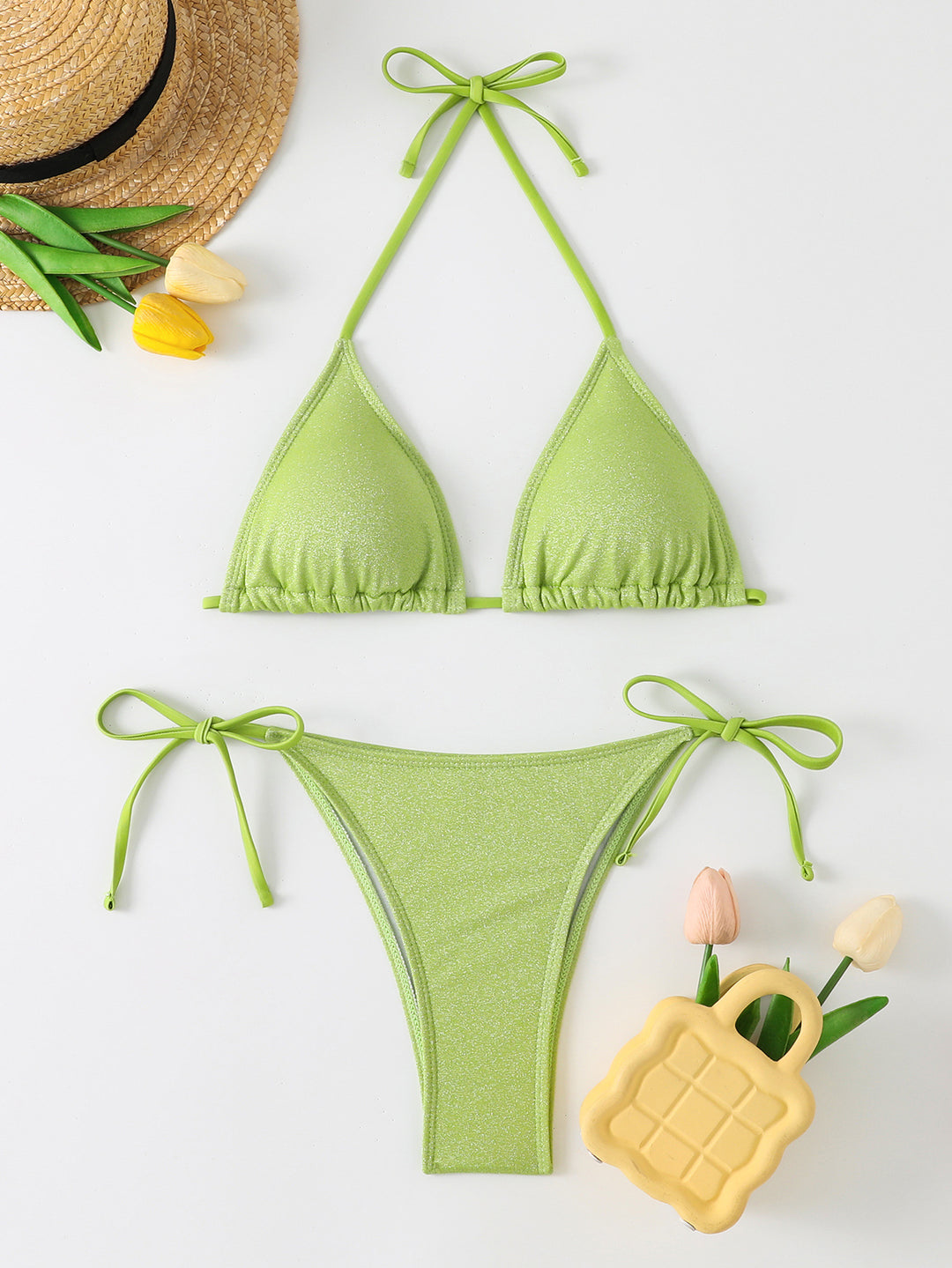 Damen Triangel-Bikini mit schimmerndem Rüschendesign Echo Archiv