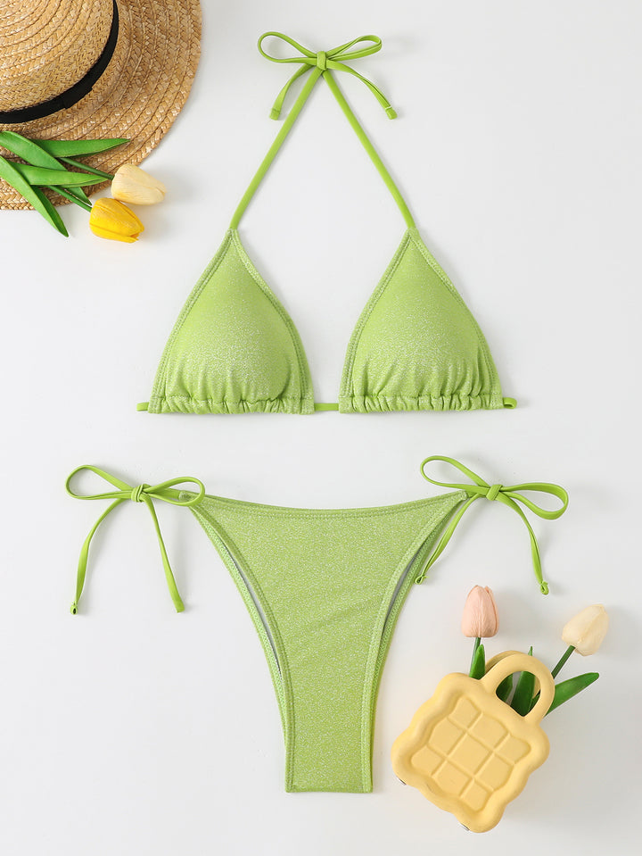 Damen Triangel-Bikini mit schimmerndem Rüschendesign Echo Archiv