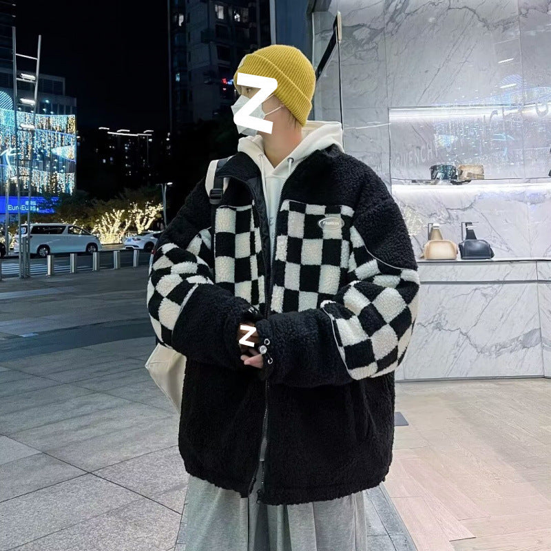 Unisex Karierte Fleecejacke mit Reißverschluss und praktischen Taschen Echoarchiv
