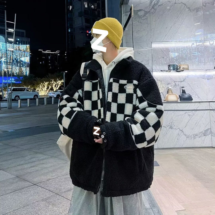 Unisex Karierte Fleecejacke mit Reißverschluss und praktischen Taschen Echoarchiv