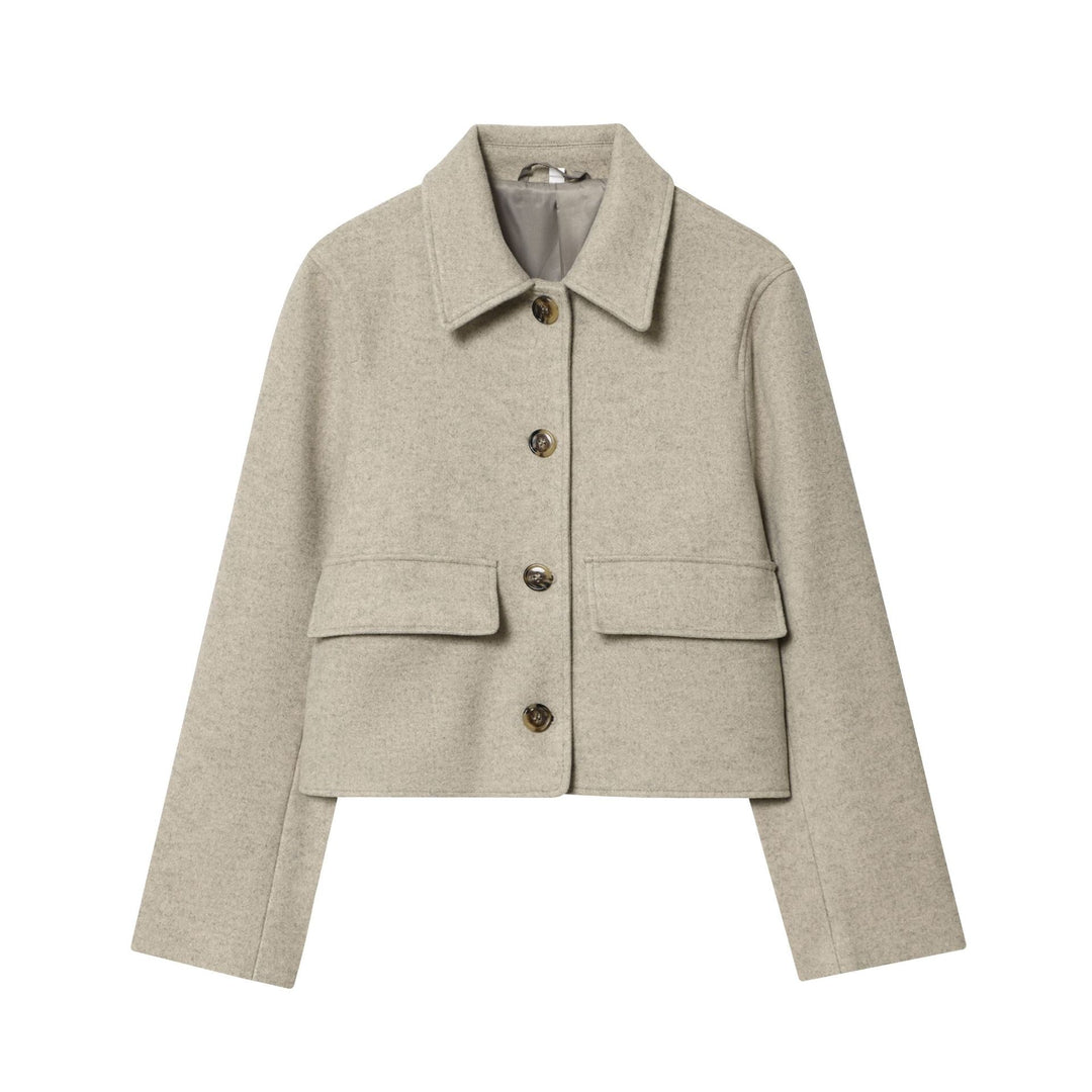 Damen Kurz geschnittene Wollmix‑Jacke im Boxy‑Cut mit Pattentaschen Echo Archiv