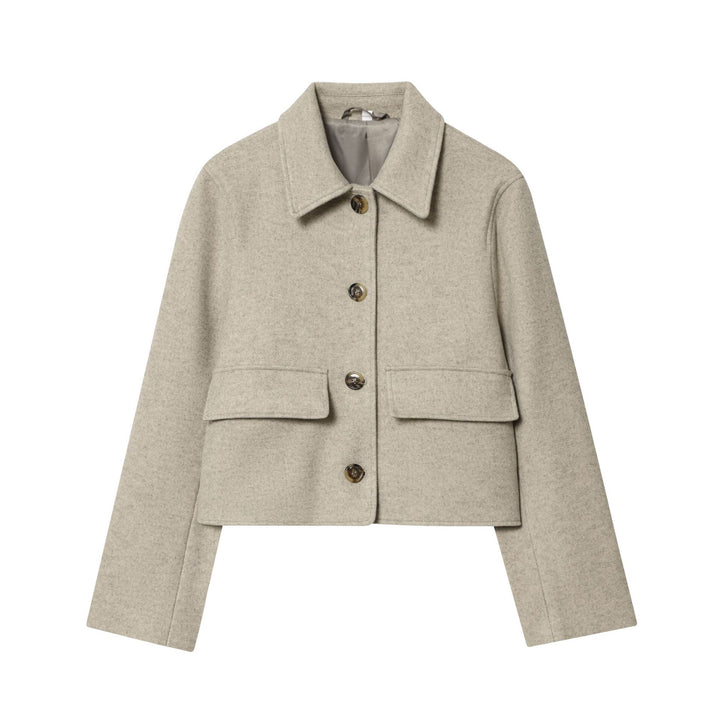 Damen Kurz geschnittene Wollmix‑Jacke im Boxy‑Cut mit Pattentaschen Echo Archiv