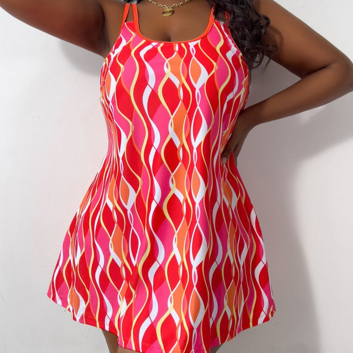 Damen Strandkleid mit modischem Wellenmuster Echo Archiv