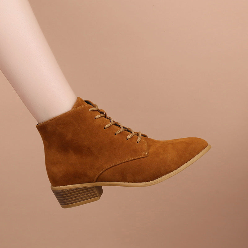 Damen Schnür-Ankleboots aus Veloursleder mit niedrigem Blockabsatz Echo Archiv