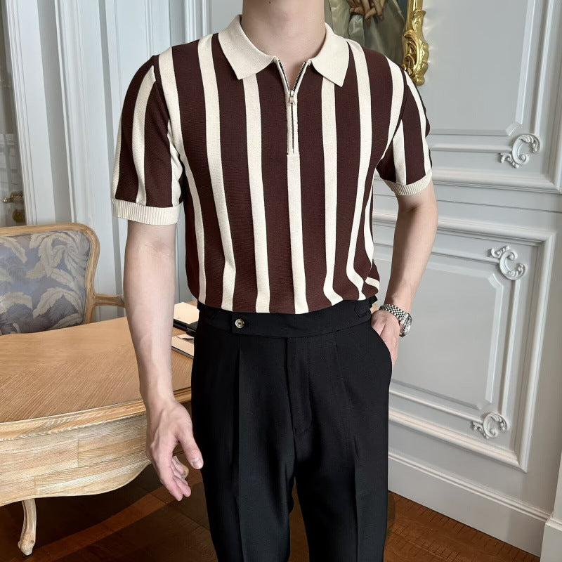 Herrenmode Kurzarm Poloshirt mit Reißverschluss Echo Archive