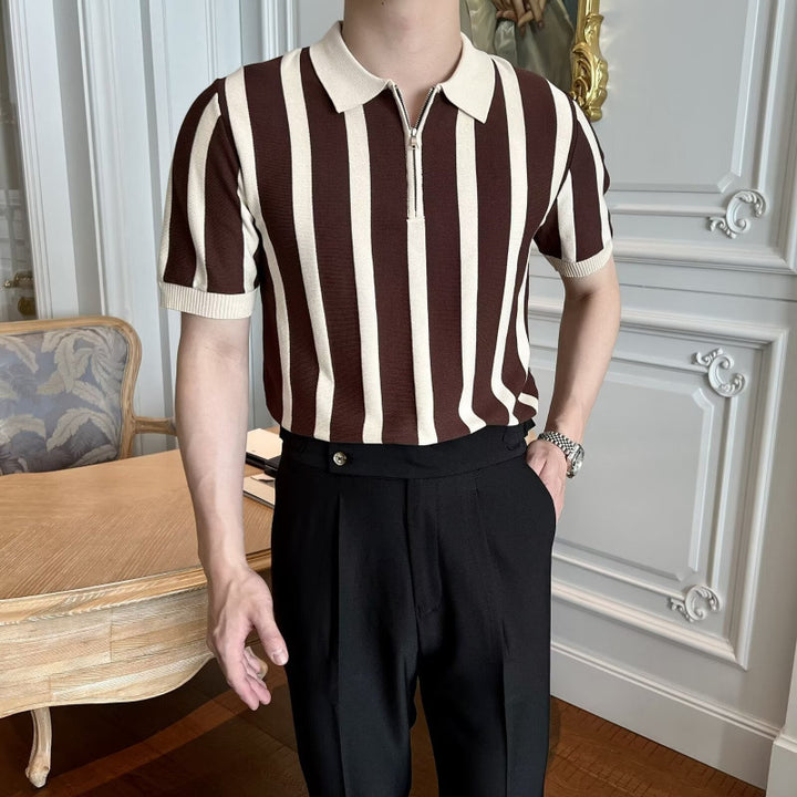 Herrenmode Kurzarm Poloshirt mit Reißverschluss Echo Archive