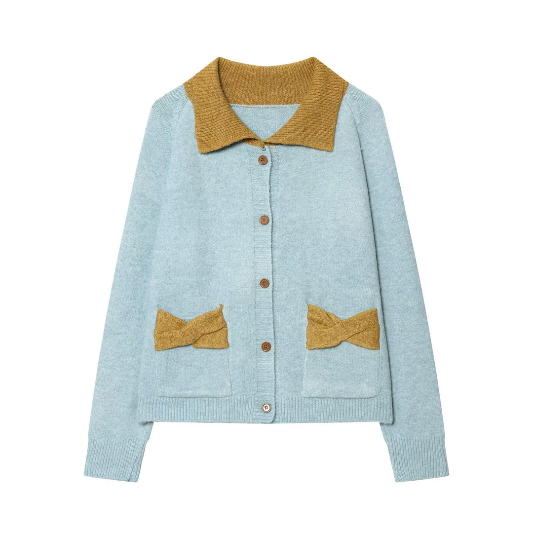 Damen Strickcardigan mit übergroßem Kragen und Schleifen‑Taschen Echo Archiv