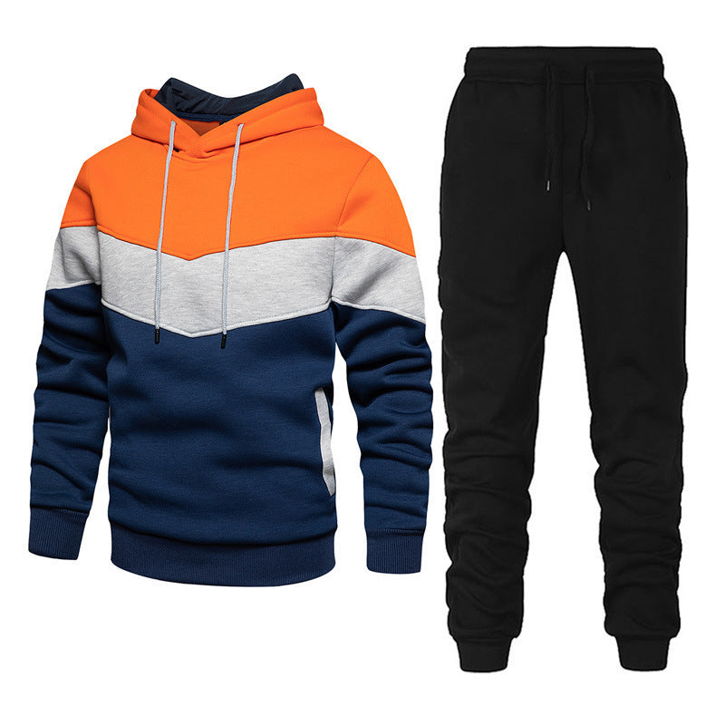 Herren athleisure-Set mit Chevron-Kapuze, fleecegefüttertem Pullover und schmal zulaufender Jogginghose – Marzano
