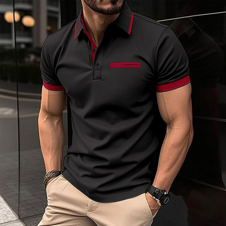 Herren Polohemd mit kontrastierenden Designelementen und praktischen Taschen Echoarchiv