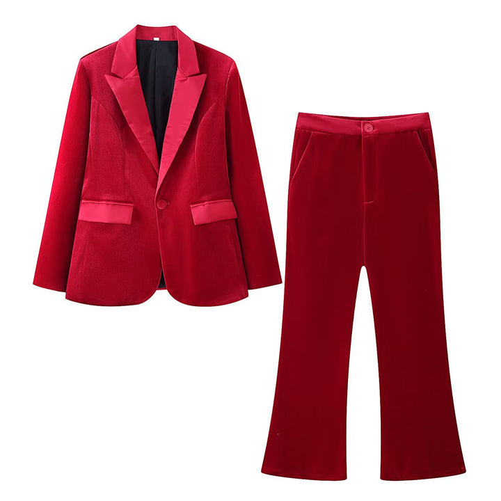 Damen Samt-Blazer mit Satin-Revers und taillierten Abnähern Echo Archiv