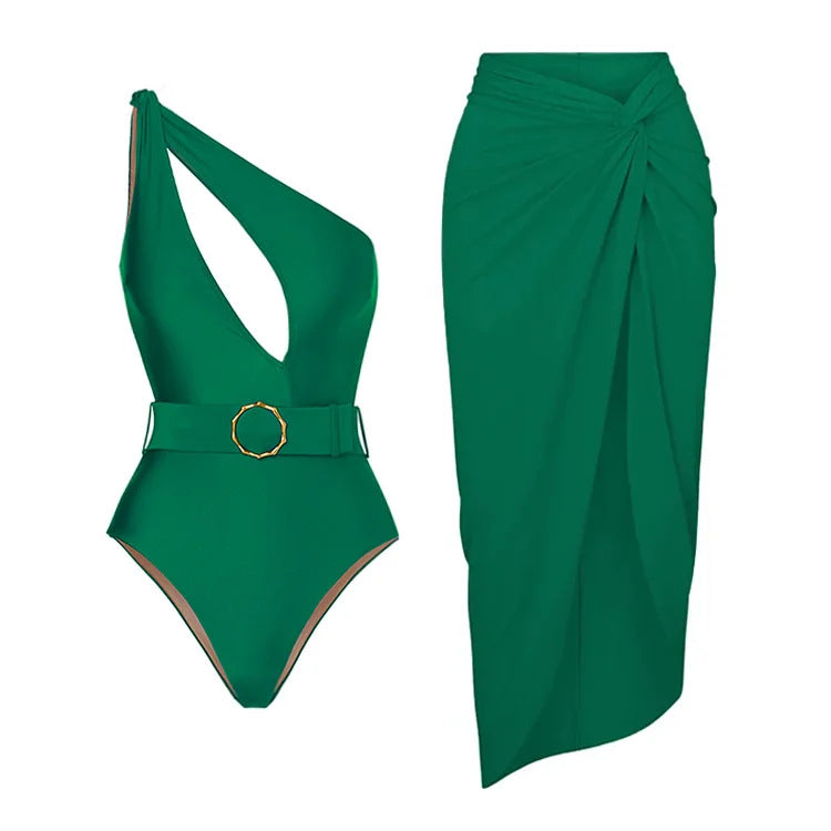 Damen eleganter Badeanzug mit taillierten Rock Echo Archiv