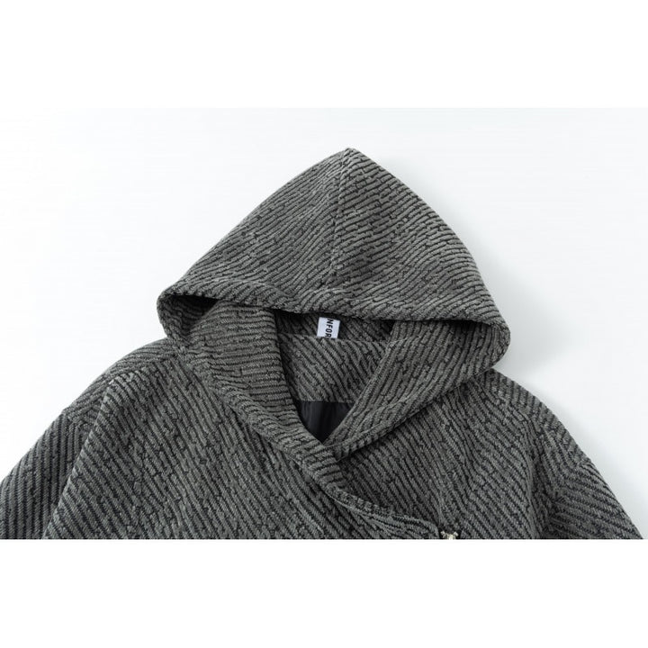 Damen Oversize Struktur-Ponchojacke mit Schalkragen und asymmetrischem Reißverschluss Echoarchiv