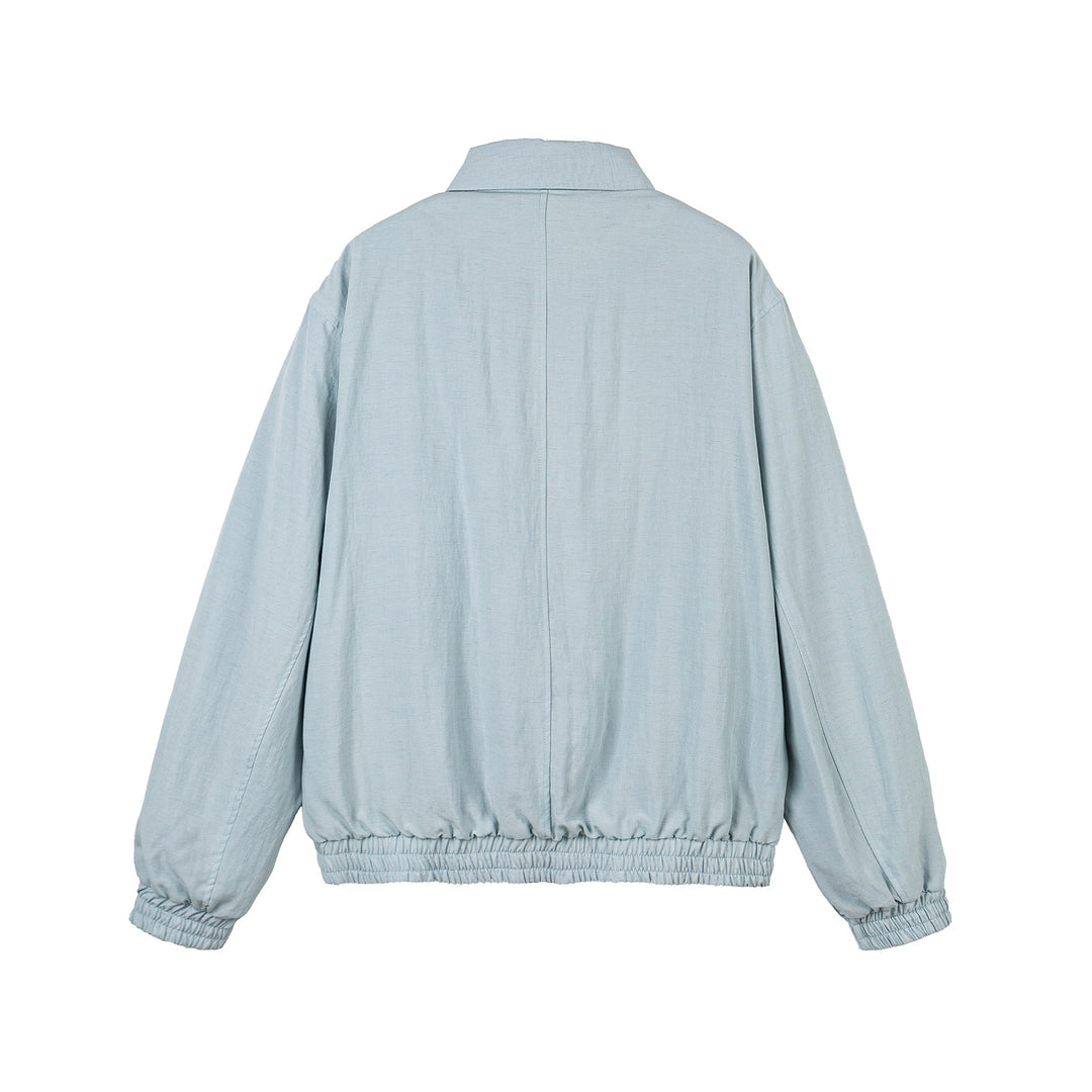 Damen Leichte Boxy‑Übergangsjacke mit durchgehendem Reißverschluss, elastischem Bund und Brust‑Welttasche Echoarchiv