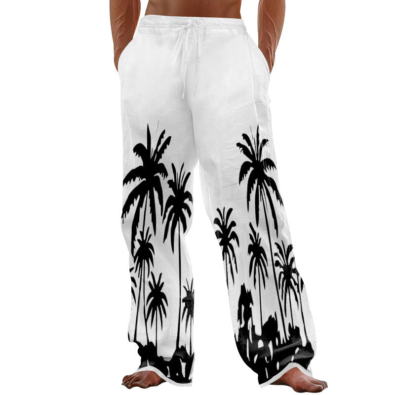 Herren entspannte Strandhose mit Palmenmotiv Echoarchiv