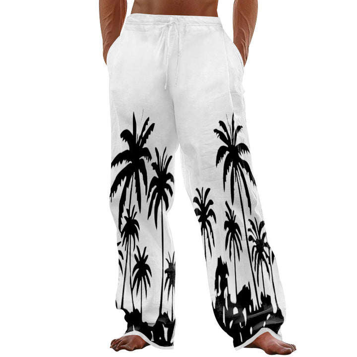 Herren entspannte Strandhose mit Palmenmotiv Echoarchiv