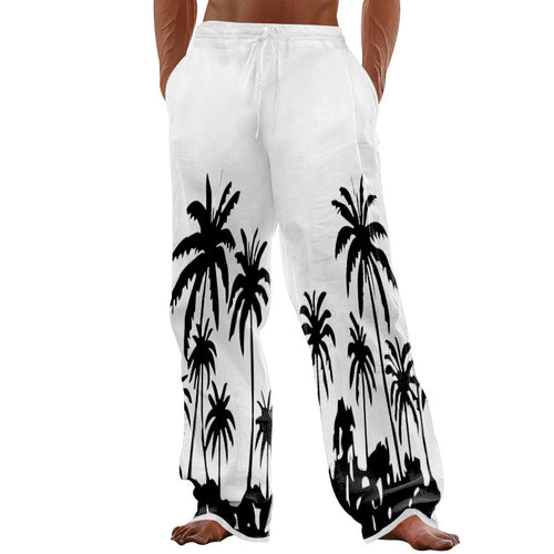 Herren entspannte Strandhose mit Palmenmotiv Echoarchiv