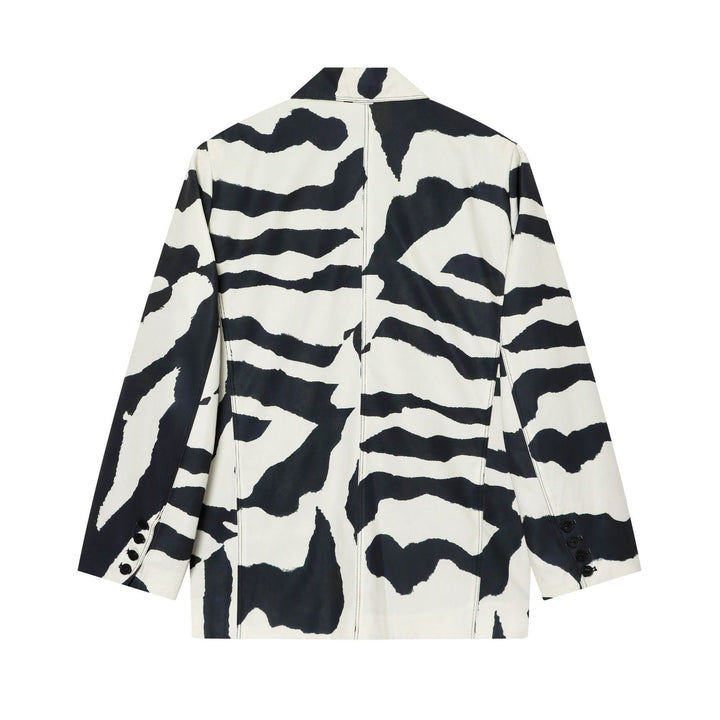 Damen nan oversized Zebra-Print Blazer mit Schalkragen, Ein-Knopf-Verschluss und aufgesetzten Pattentaschen Echo Archiv