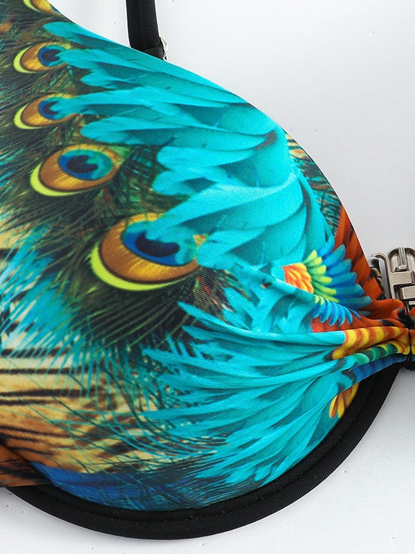 Damen Triangel-Bikini mit extravagantem Federdesign und funkelnden Akzenten Echo Archiv