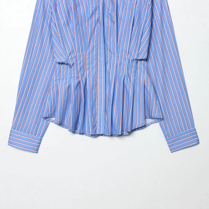 Damen Oversize-Hemd mit Taillen-Zugbund und feinem Streifenmuster Echoarchiv