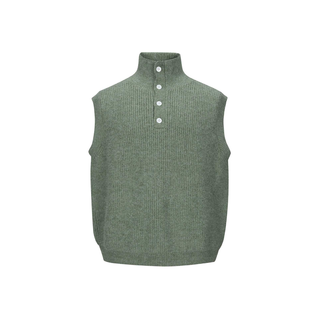 Unisex Grobgestrickte Weste mit Polokragen und Halbknopfleiste Echoarchiv