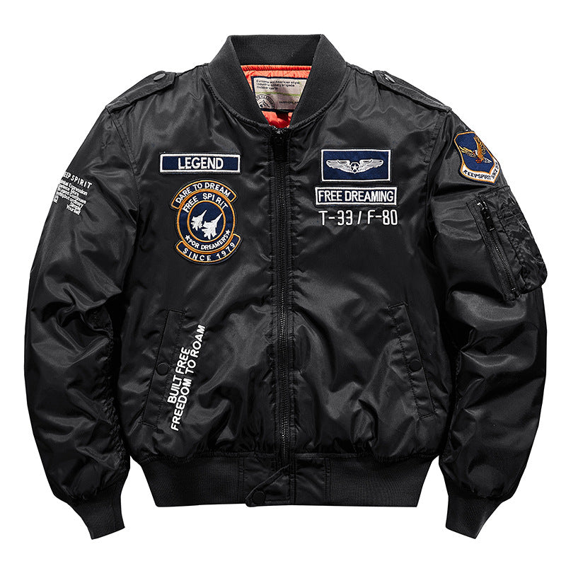 Herren  von den Alpen inspirierte Flug-Bomberjacke mit gestickten Patches und verstärktem Rippbund Echo Archiv