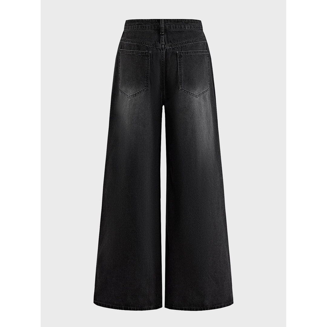 Damen Veredelte Jeans mit weitem Bein Echoarchiv