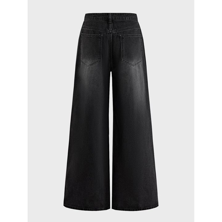 Damen Veredelte Jeans mit weitem Bein Echoarchiv