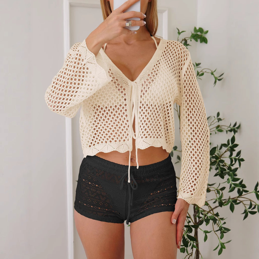 Damen Luftiger Häkelstrandpullover Echo Archiv