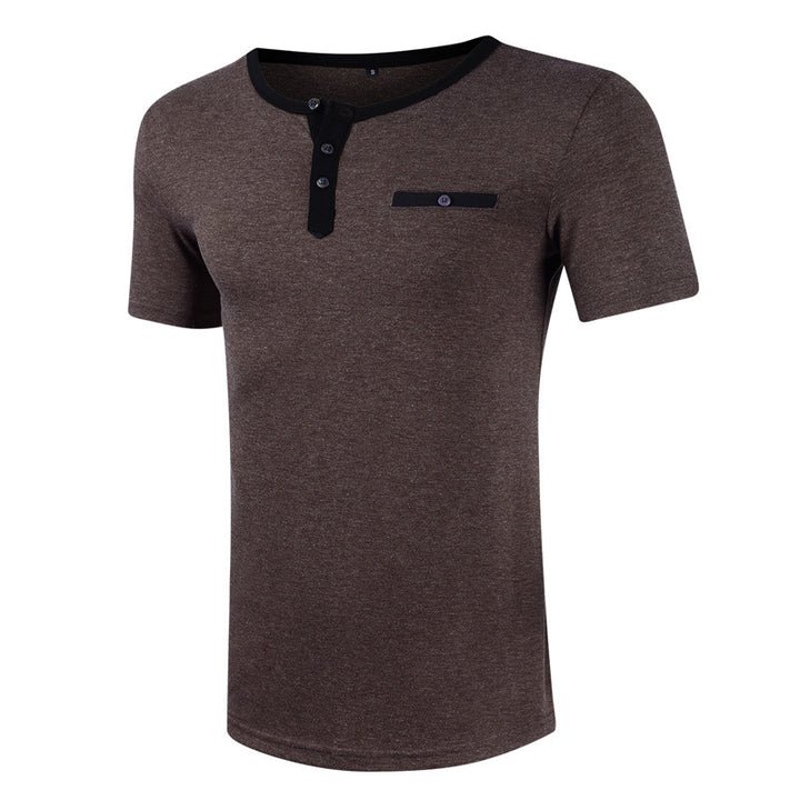 Herren Kurzarm Henley-Shirt mit hochwertiger Knopfleiste und Brusttasche Echoarchiv