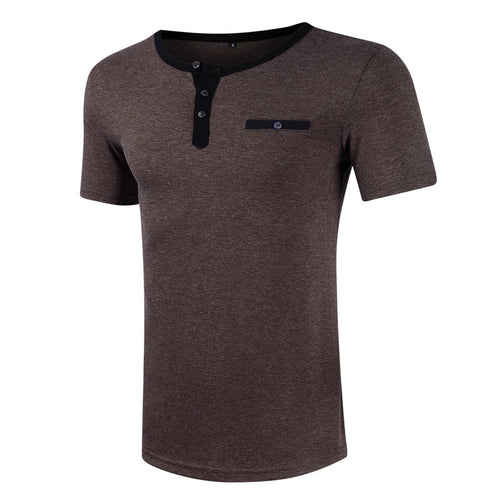 Herren Kurzarm Henley-Shirt mit hochwertiger Knopfleiste und Brusttasche Echoarchiv