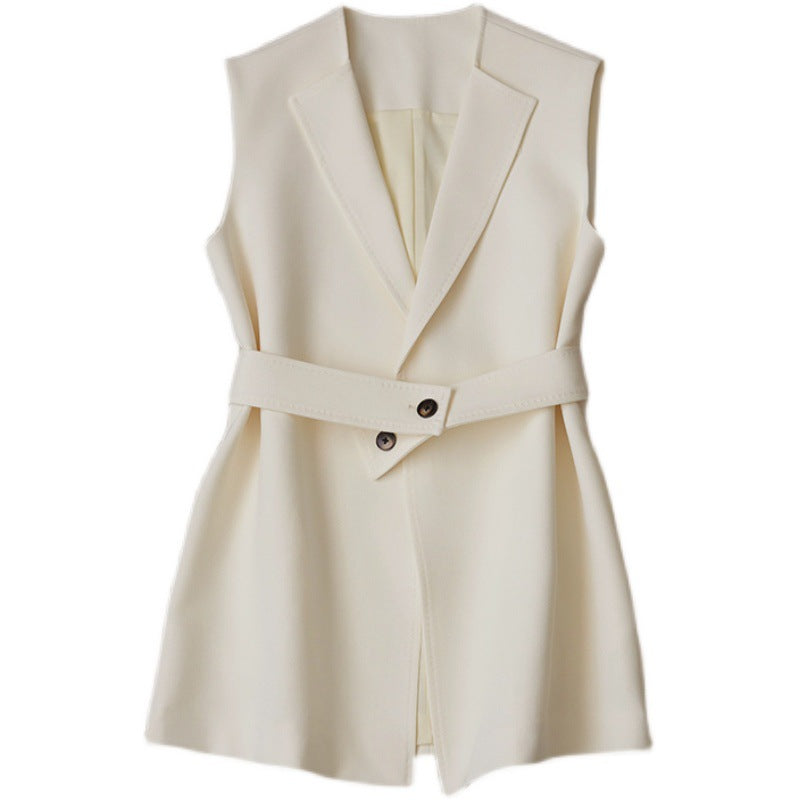 Damen Ärmellose Blazer-Weste mit Taillengürtel Echoarchiv