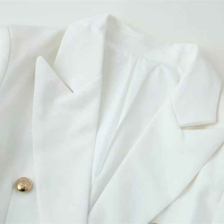 Damen doppelreihiger Longline-Blazer mit Reverskragen und Zierknöpfen Echo Archiv