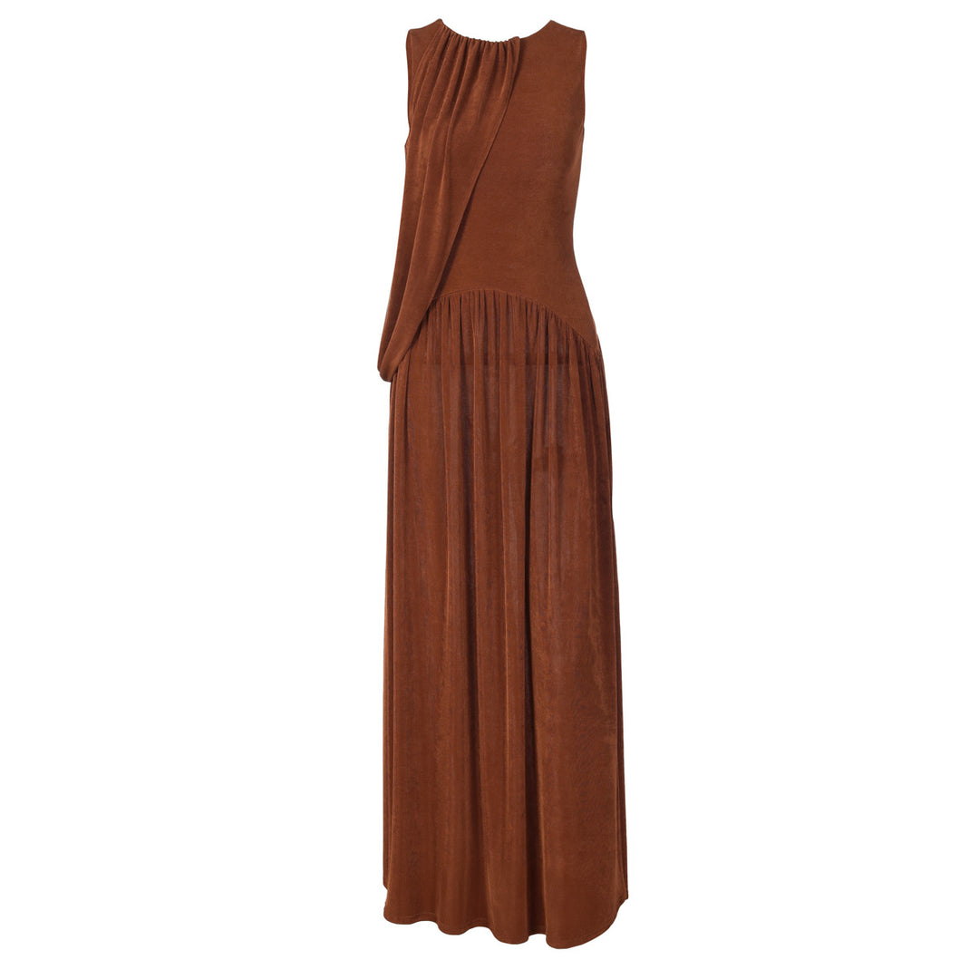 Damen Langes Kleid mit asymmetrischem Schnitt und raffiniertem Drapierungselement Echo Archiv