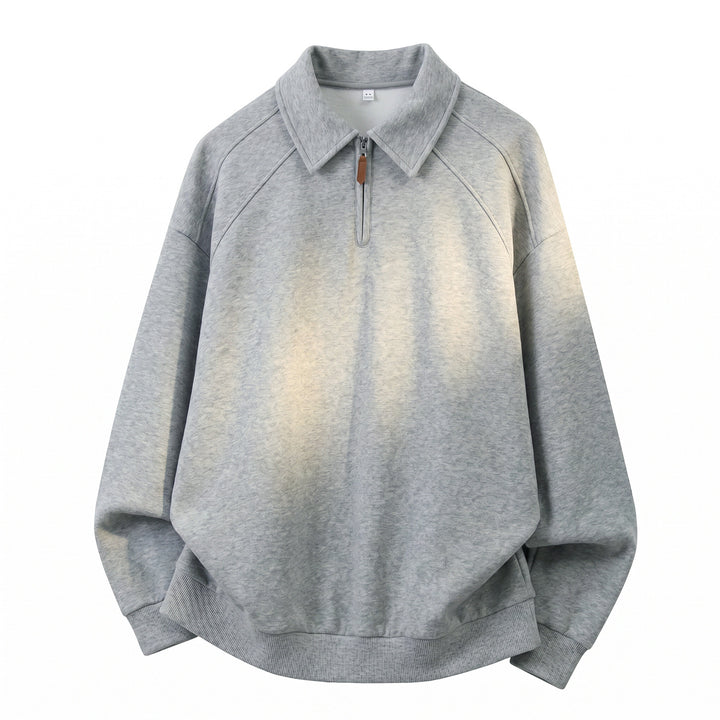 Unisex Relaxed-Sweatshirt im Polo-Look mit Polo‑Kragen, kurzem Reißverschluss und Raglanärmeln Echo Archiv