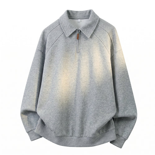 Unisex Relaxed-Sweatshirt im Polo-Look mit Polo‑Kragen, kurzem Reißverschluss und Raglanärmeln Echo Archiv
