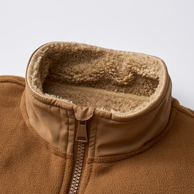 Herren Fleece-Outdoorjacke mit Teddyfell-Innenfutter, Stehkragen & windabweisender Oberfläche Echoarchiv