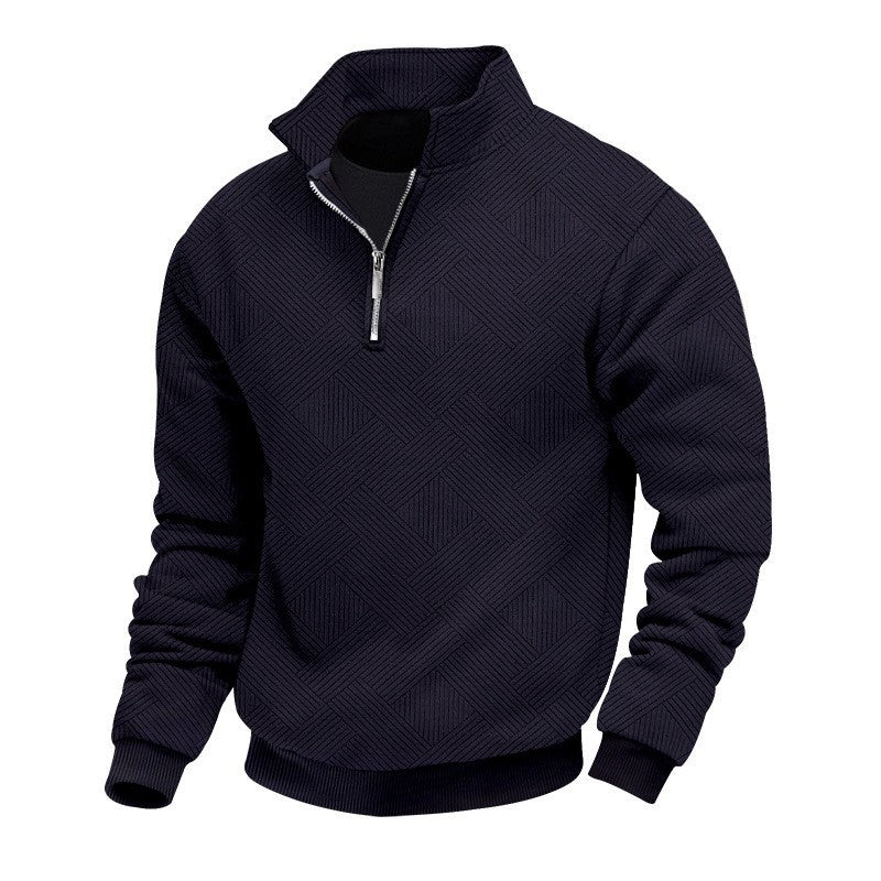 Herren Stepppullover mit halbem Reißverschluss und strukturiertem Design Echoarchiv