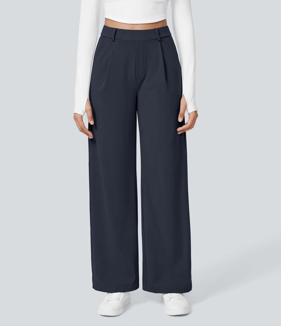 Damen Weite High‑Waist Palazzo‑Hose mit Bundfalten und Eingrifftaschen Echo Archiv