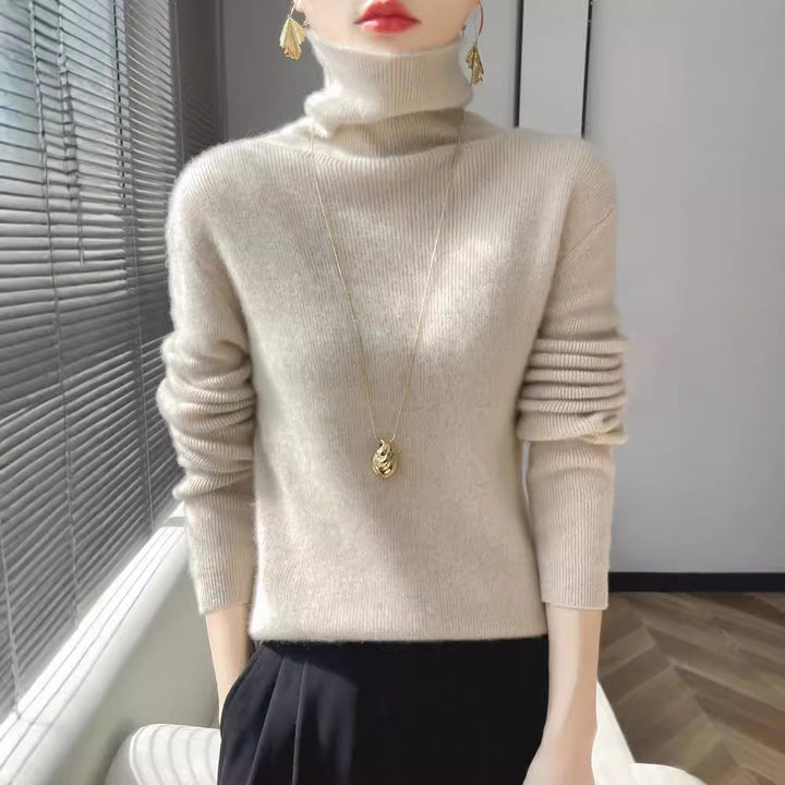 Damen Kurz geschnittener Rollkragenpullover aus weichem Kaschmir-Blend mit schmaler Silhouette Echoarchiv