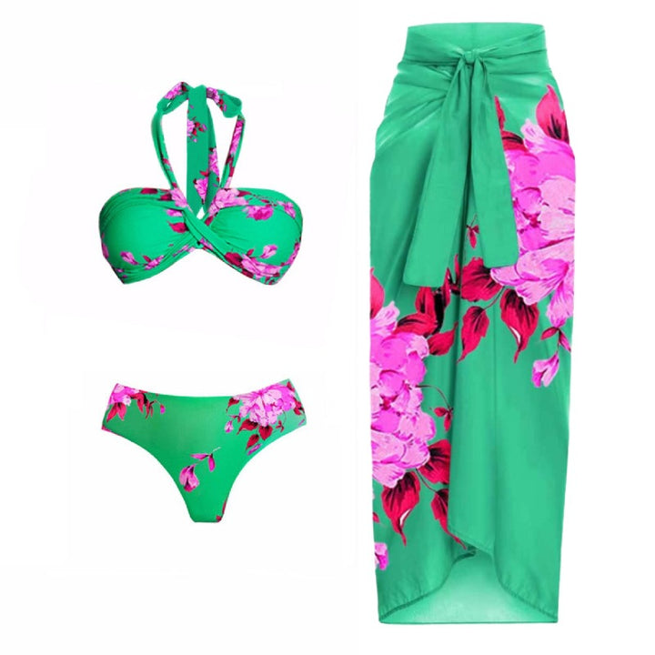 Damen Strand-Bikini-Set mit asymmetrischem Oberteil und elegantem Maxi-Rock Echo Archiv
