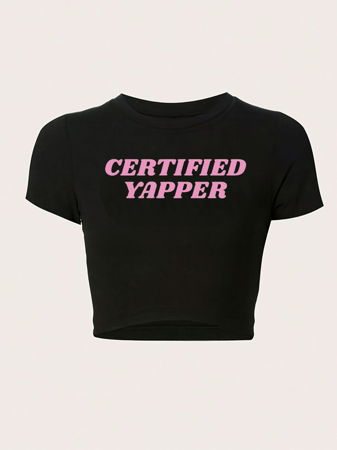 Damen figurbetontes Kurzarm-T-Shirt mit verspieltem Aufdruck Echo Archiv
