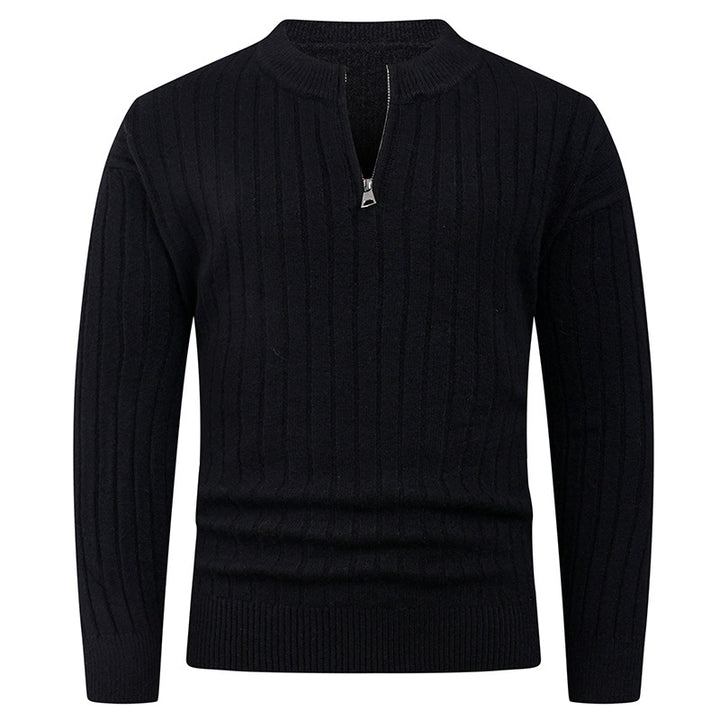 Herren Strickpullover mit hohem Kragen und modernem Reißverschluss Echoarchiv
