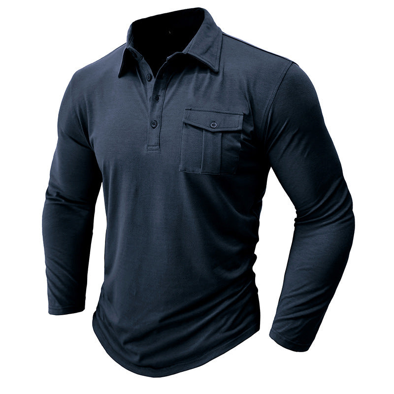 Herren Langarm Poloshirt mit modernem Stehkragen Echoarchiv