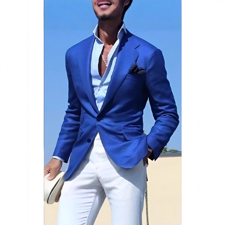 Herren Eleganter Leinenblazer mit modernem Schnitt und strukturiertem Gewebe Echoarchiv